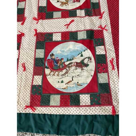 Homemade Christmas Winter Quilt Hand Tied Throw - Picture 2 of 6